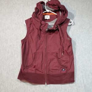 Sperry Vest Womens Small Red Marine Sailing Hideaway Topsider Hooded Full Zipper